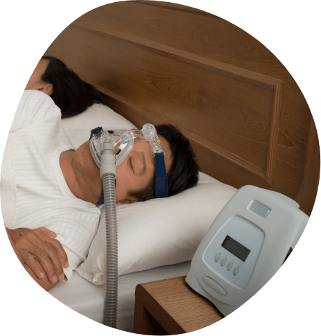 Man wearing C P A P mask while sleeping