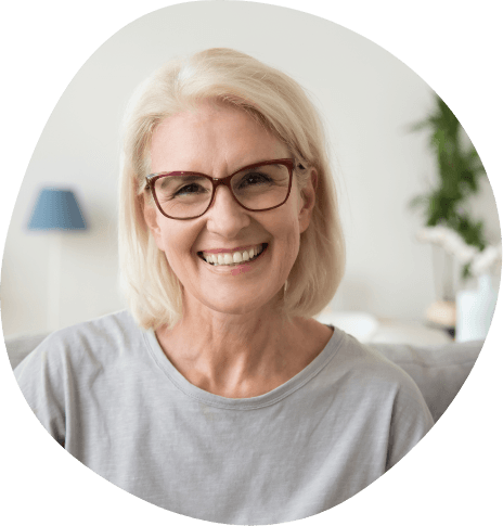 Smiling senior woman with glasses